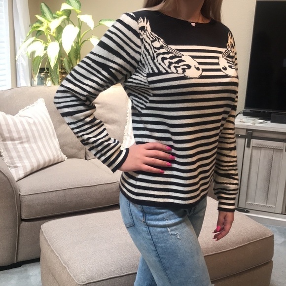 Parkhurst Angora Zebra Print Sweater Size L - Picture 2 of 11
